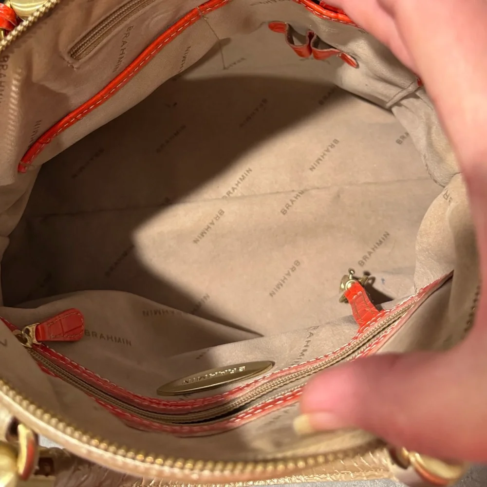 Brahmin Lisa Prosecco Tri-Colored Croc-Embossed Leather Satchel! Preowned!! - Picture 11 of 13